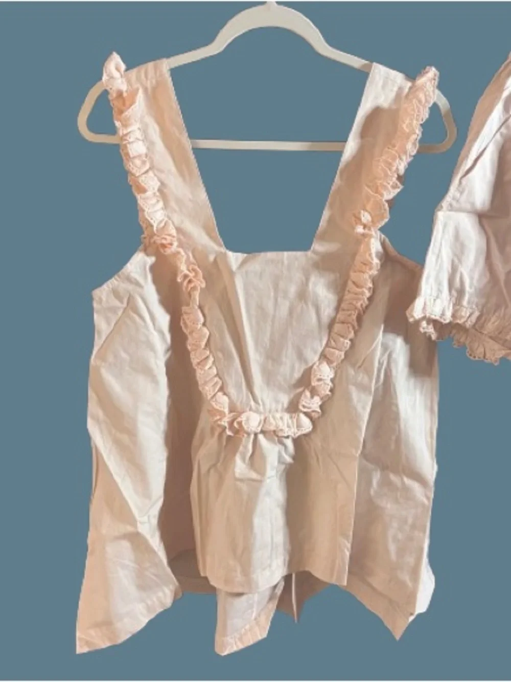 Ruffle-Trim Two-Piece Pajama Set in Pale Peach NWT Size XLarge